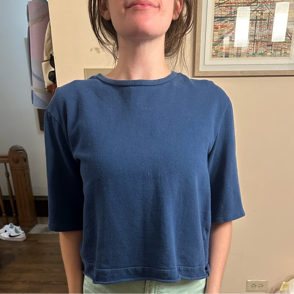 Zara women’s size medium blue quarter sleeve tee scoop neck